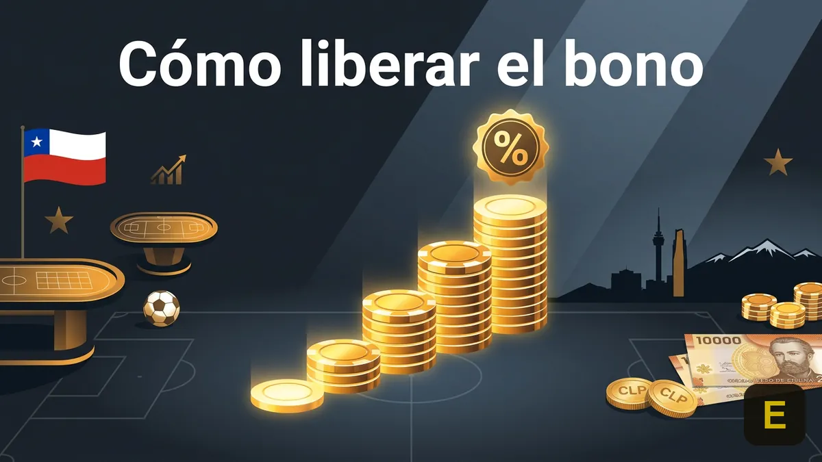 Escalera de fichas doradas que simboliza el rollover para liberar el bono de Ecuabet