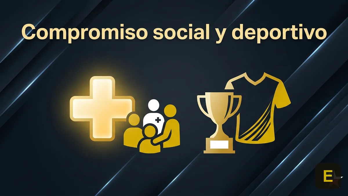 Símbolos de salud comunitaria y patrocinio deportivo que representan el compromiso social de Ecuabet